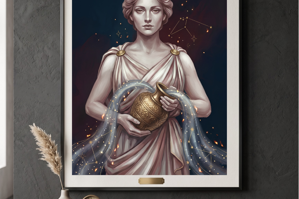 plakat astrologiczny zodii wodnik