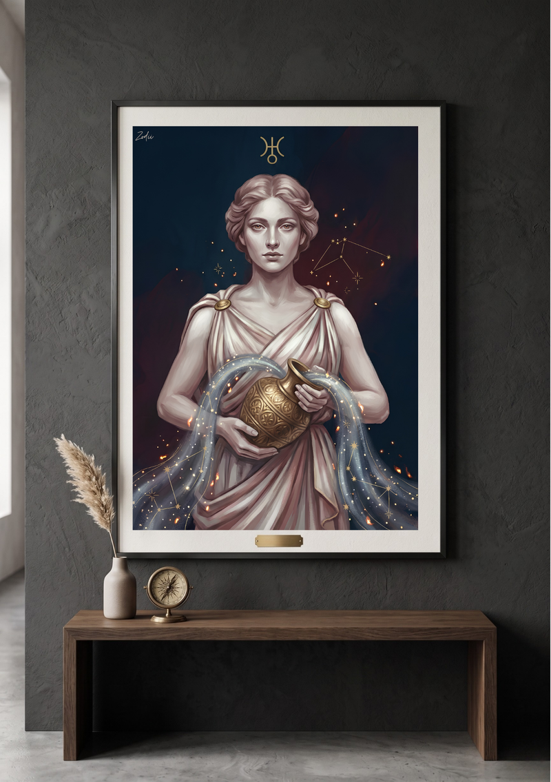 plakat astrologiczny zodii wodnik 