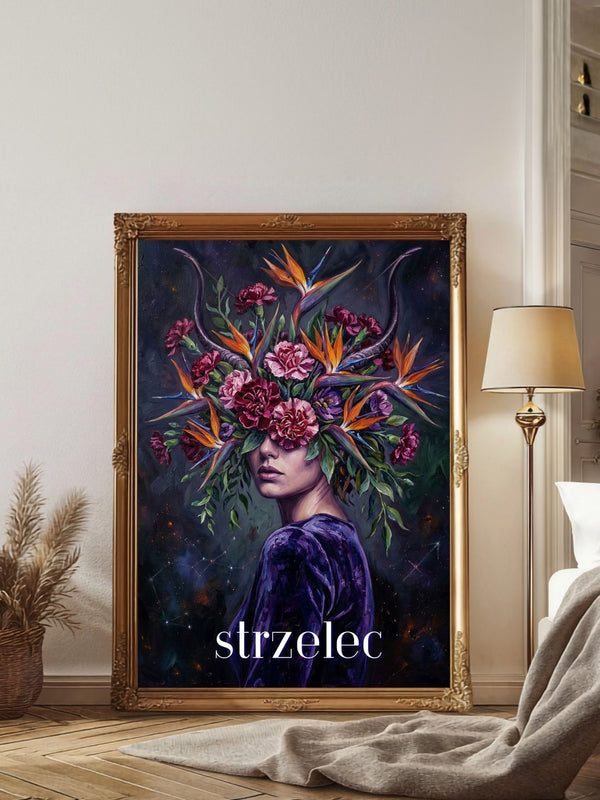 Plakat Astrologiczny Strzelec — Floral Mystic | Zodii