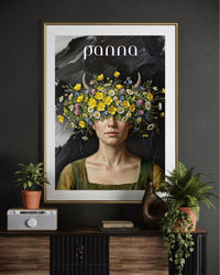 Plakat astrologiczny Panna z serii Floral Mystic — jaskry i stokrotki w stylu malarstwa olejnego. Zodii Polska.
