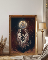 Plakat astrologiczny Bliznieta znak zodiaku – kolekcja Modern Mystic, druk fine art na papierze muzealnym 210g