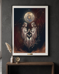 Plakat astrologiczny Bliznieta znak zodiaku – kolekcja Modern Mystic, druk fine art na papierze muzealnym 210g