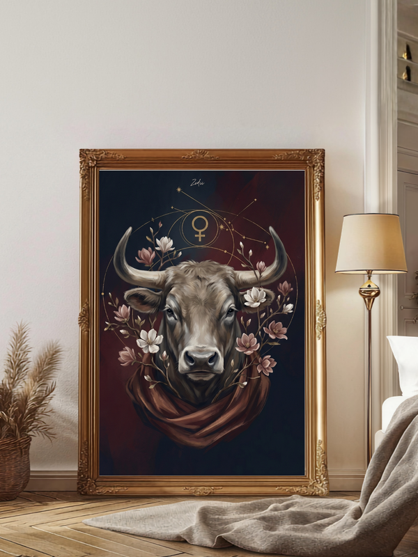 Plakat astrologiczny Byk znak zodiaku – kolekcja Modern Mystic, druk fine art na papierze muzealnym 210g