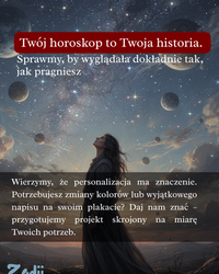 Baner Zodii z opisem usługi personalizacji plakatów astrologicznych do każdego zamówienia. 