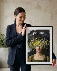 Plakat astrologiczny Panna z serii Floral Mystic — jaskry i stokrotki w stylu malarstwa olejnego. Zodii Polska.
