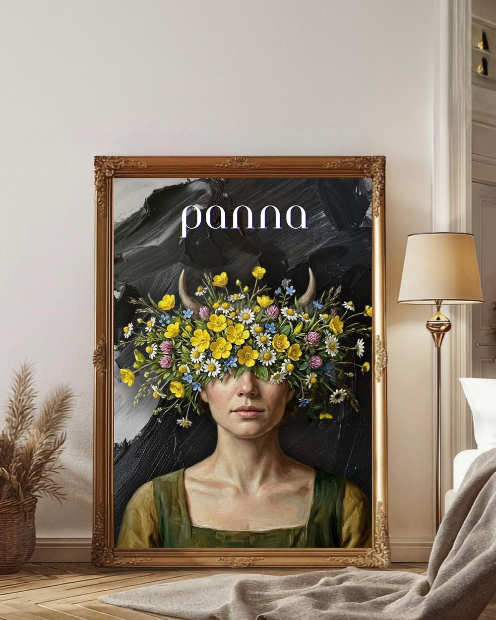 Plakat astrologiczny Panna z serii Floral Mystic — jaskry i stokrotki w stylu malarstwa olejnego. Zodii Polska.
