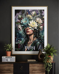 Plakat astrologiczny Ryby z serii Floral Mystic — lotosy i lilie wodne w stylu malarstwa olejnego. Zodii Polska.
