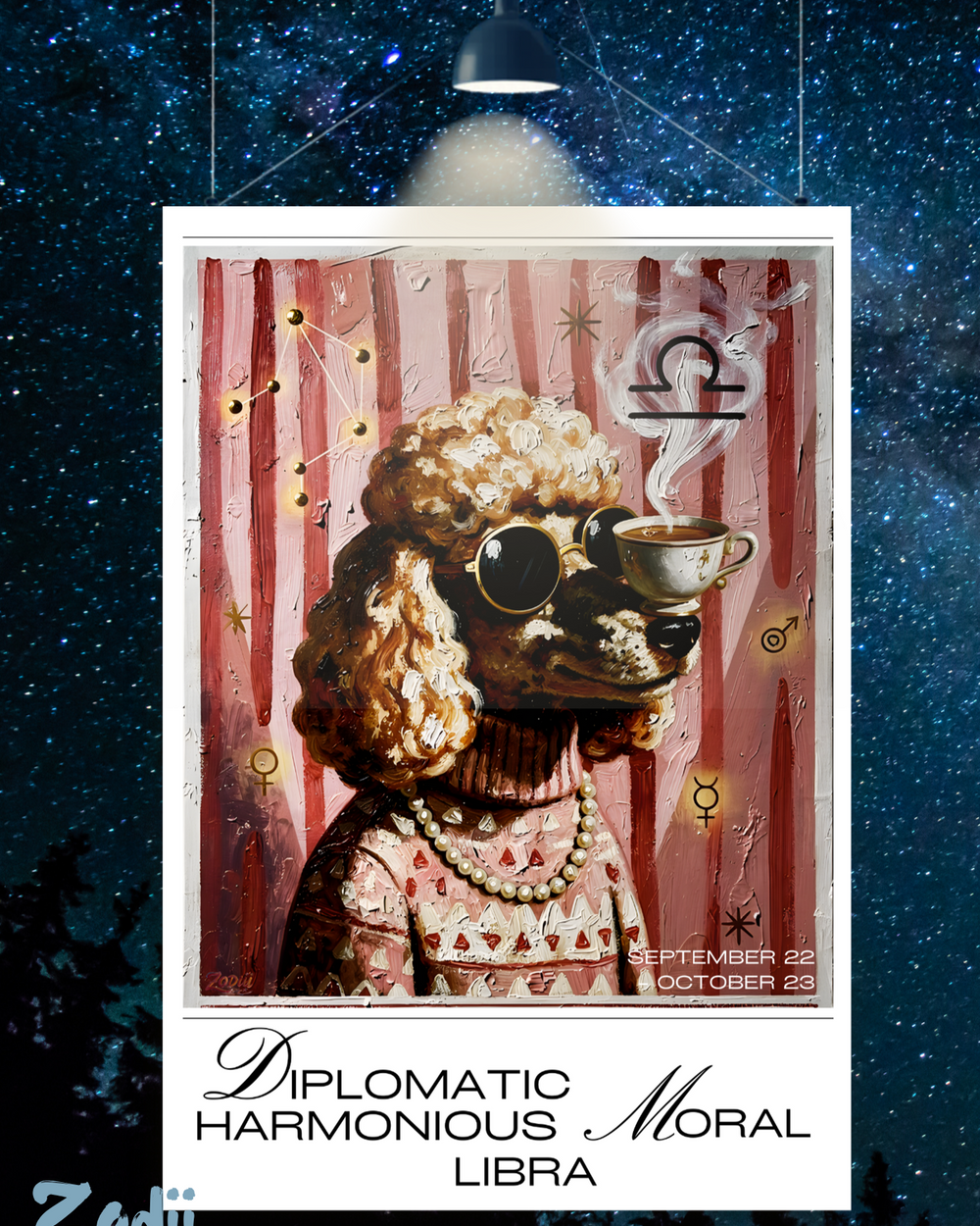 Plakat Waga Znak Zodiaku | Modern Mystic Malarstwo Olejne | Zodii