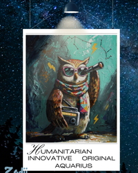 Plakat astrologiczny Wodnik z serii Modern Mystic — portret znaku w stylu malarstwa olejnego. Druk Fine Art 300g, obiekt kolekcjonerski. Zodii Polska.