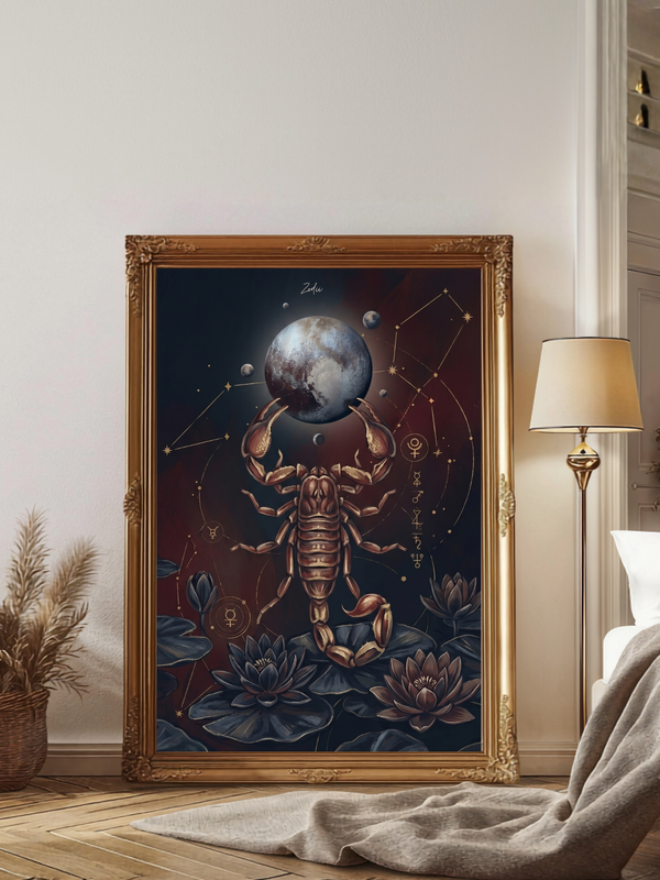 Plakat astrologiczny Skorpion znak zodiaku — Modern Mystic, druk fine art na papierze muzealnym